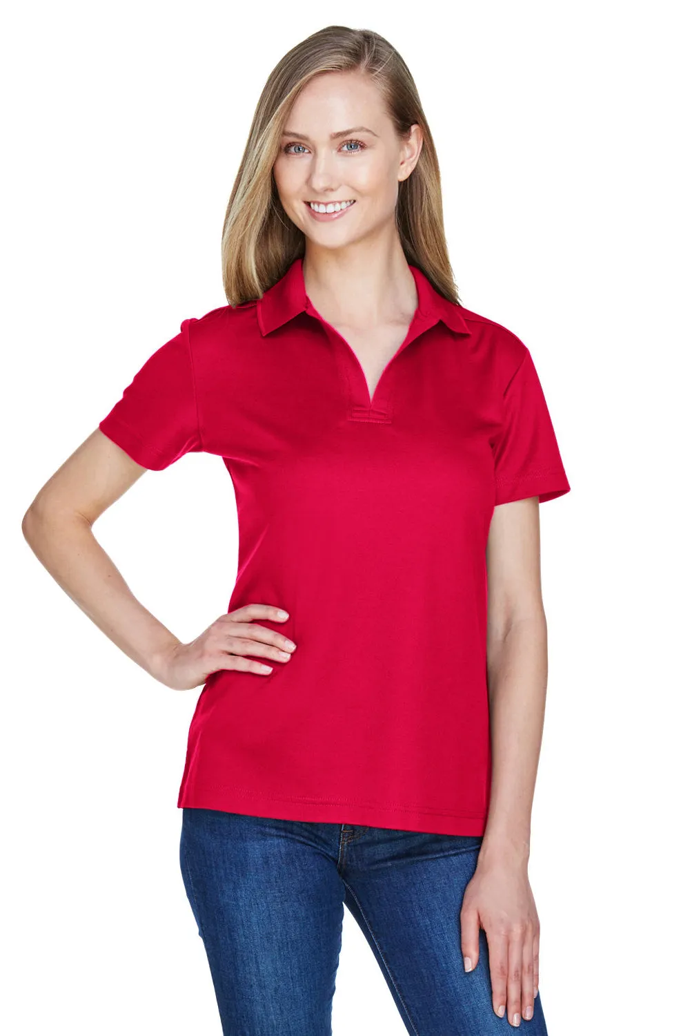 Devon & Jones Damen CrownLux Performance Feuchtigkeitstransportierendes Kurzarm-Polohemd - Rot