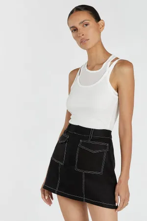 DIMITRA SCHWARZE LEINEN CARGO-ROCKSHORT