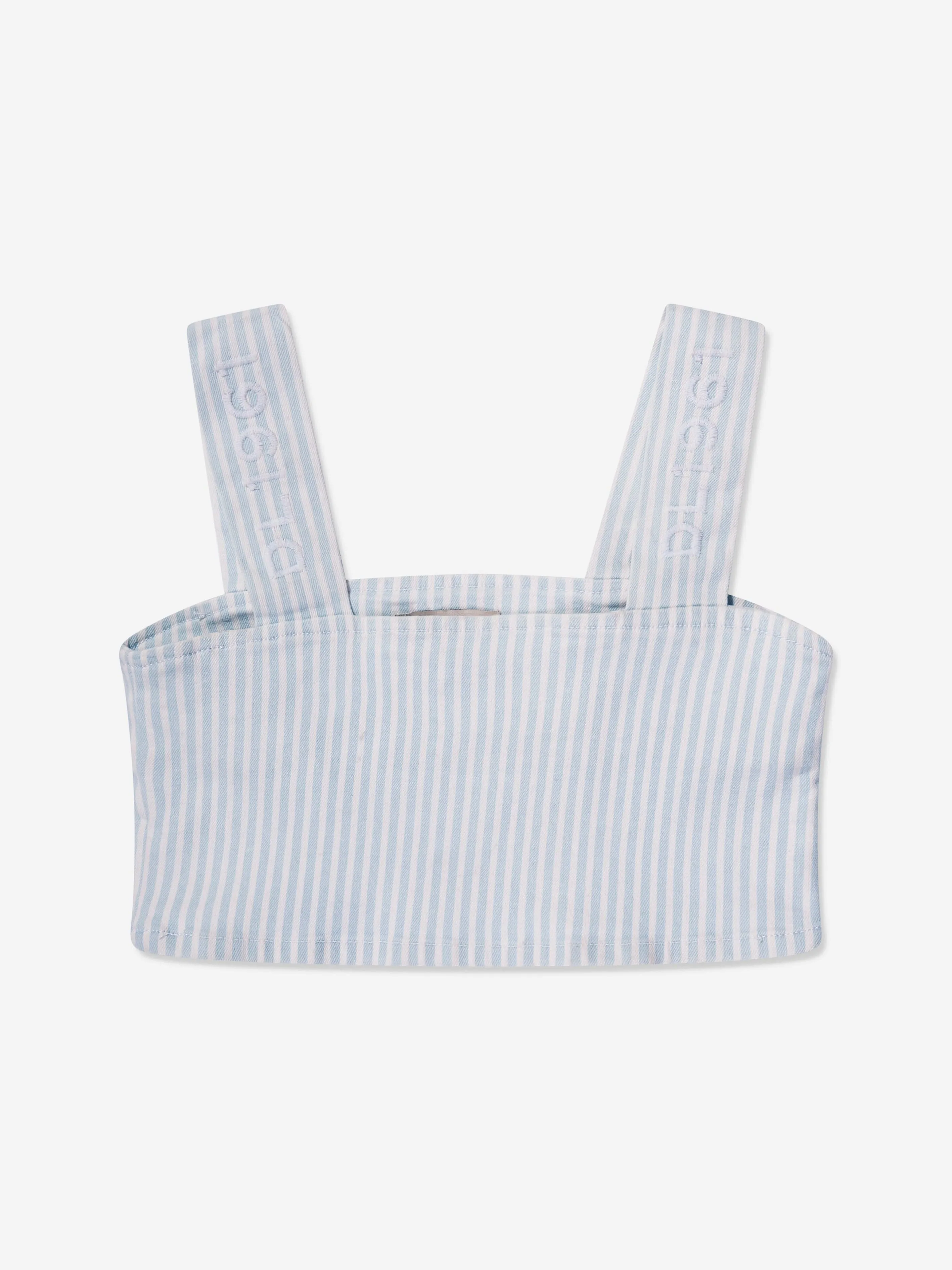 DL1961 Mädchen Cora Gestreiftes Rüschen Crop Top in Blau