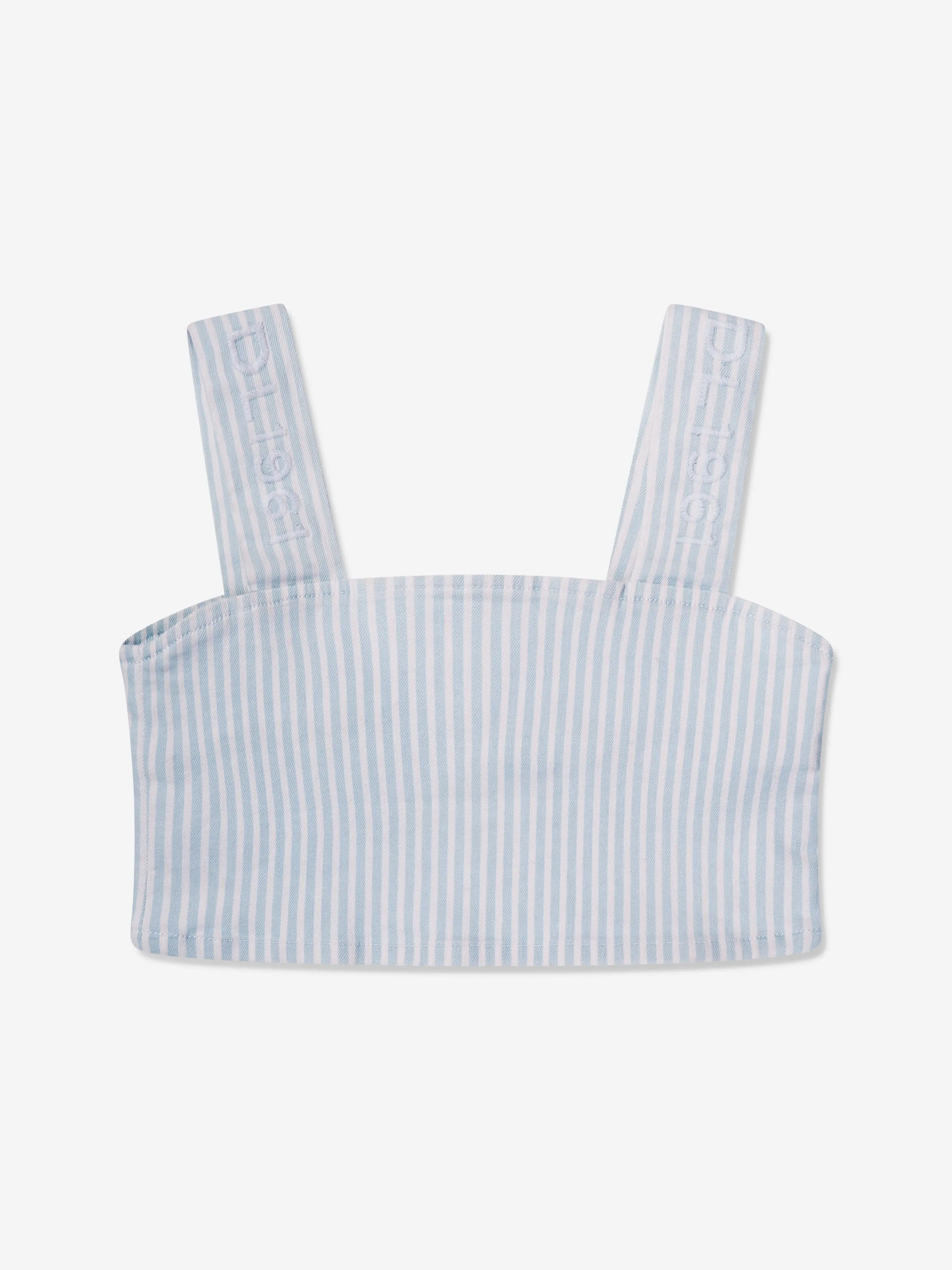 DL1961 Mädchen Cora Gestreiftes Rüschen Crop Top in Blau