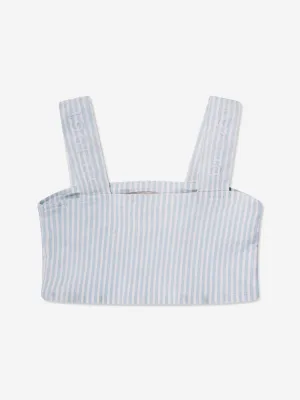 DL1961 Mädchen Cora Gestreiftes Rüschen Crop Top in Blau