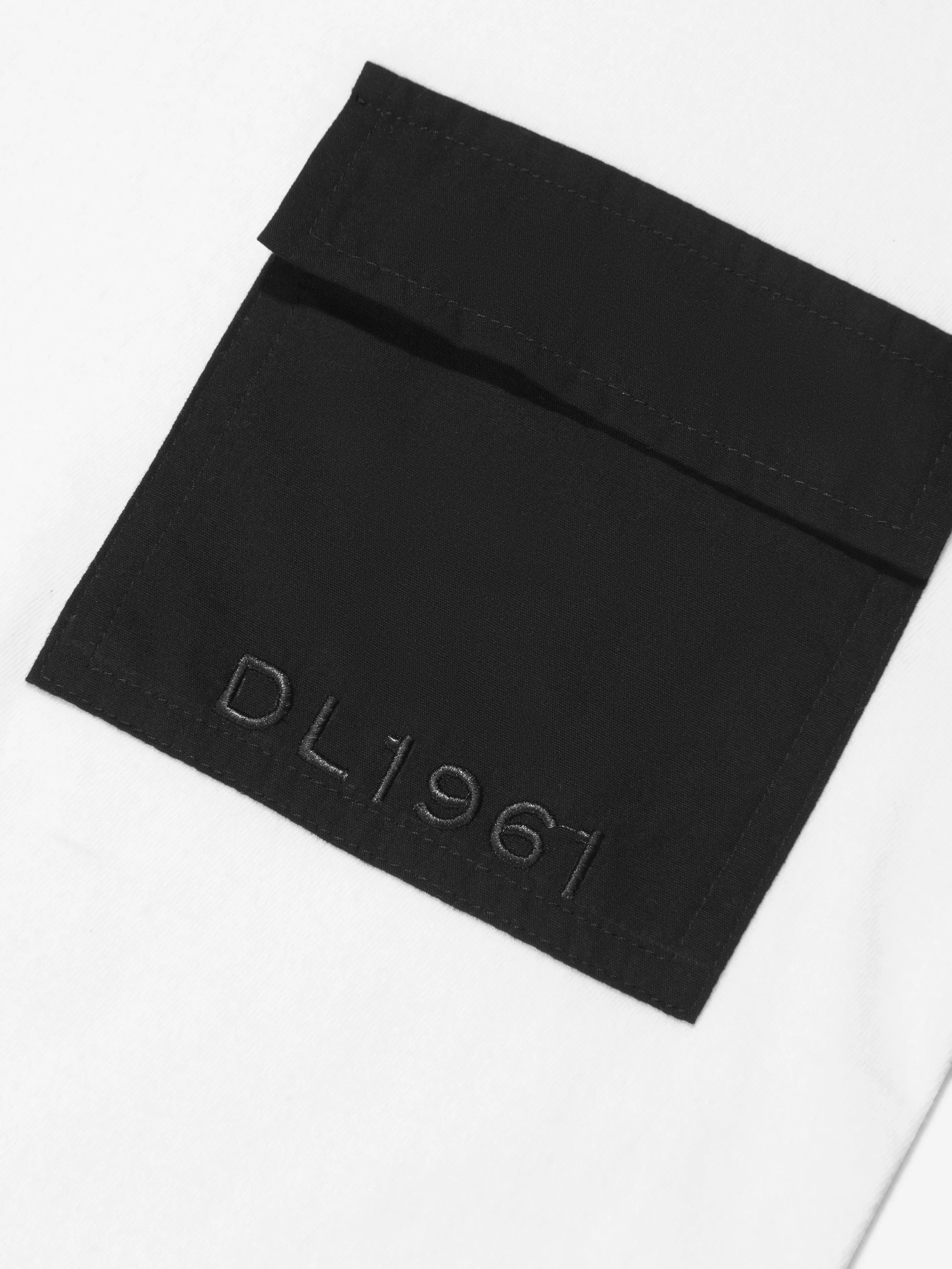 DL1961 Kinder Logo T-Shirt mit Tasche in Weiß