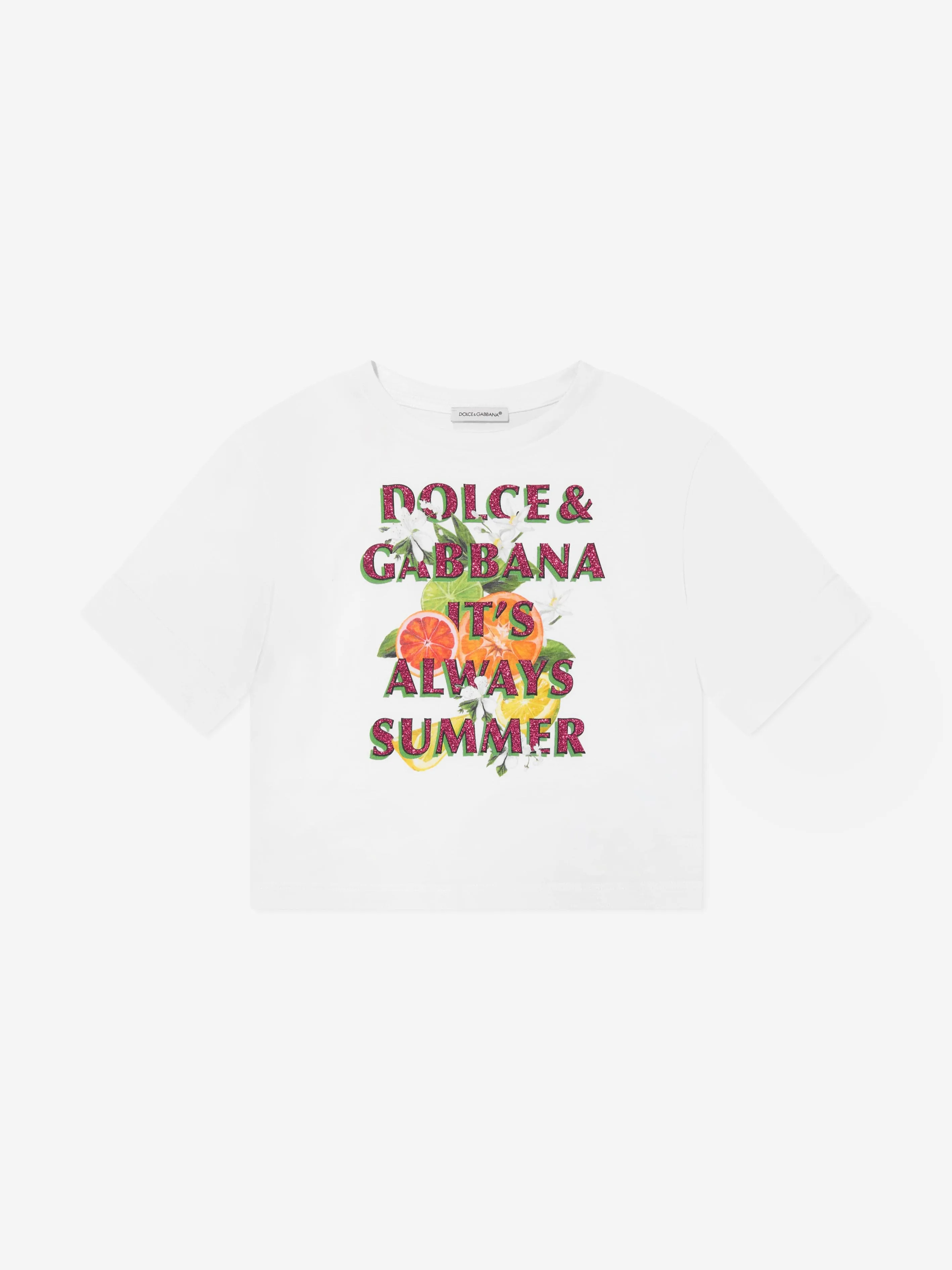 Dolce & Gabbana Girls It's Always Summer T-Shirt in Weiß
