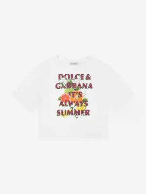 Dolce & Gabbana Girls It's Always Summer T-Shirt in Weiß