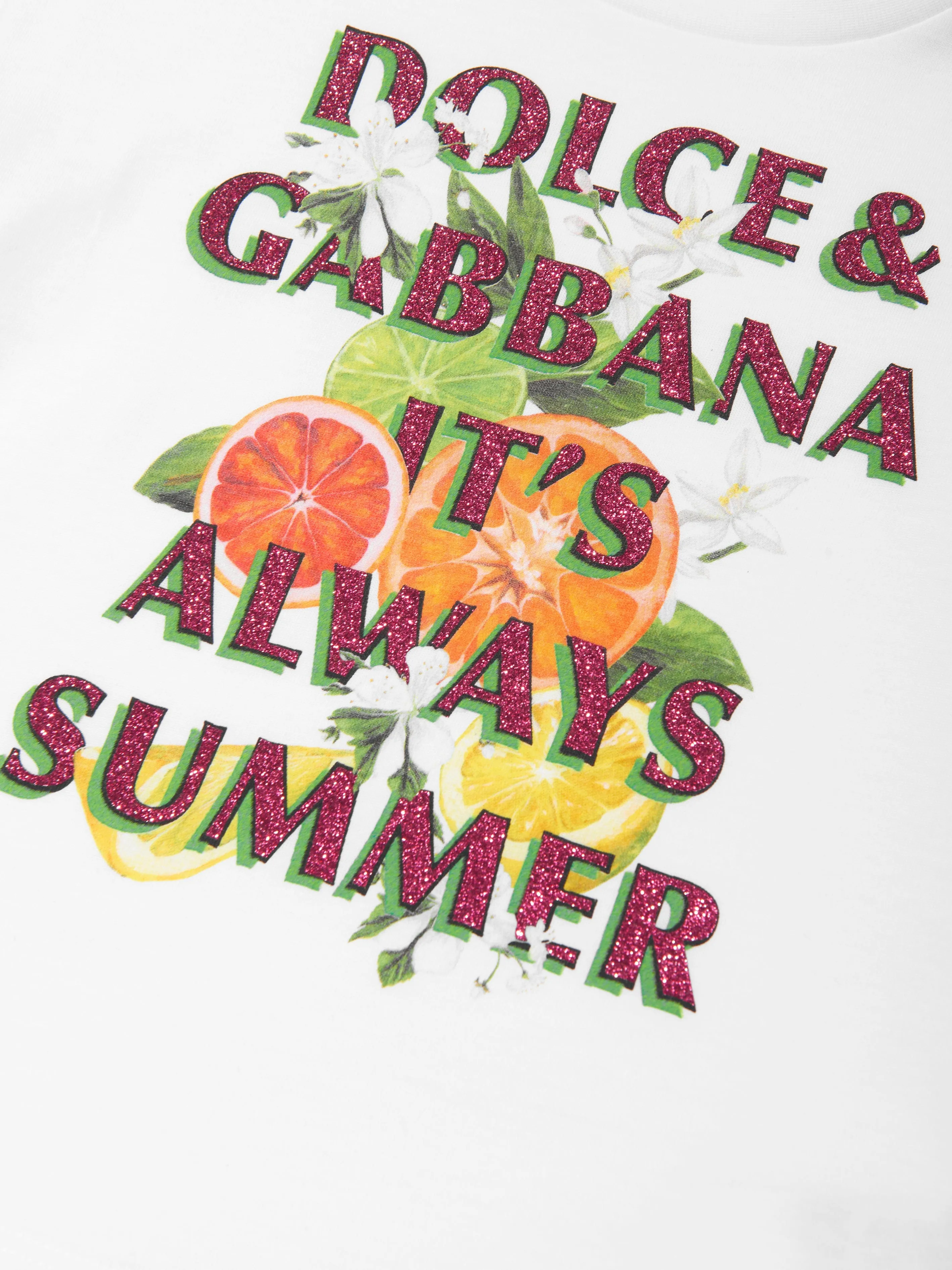 Dolce & Gabbana Girls It's Always Summer T-Shirt in Weiß