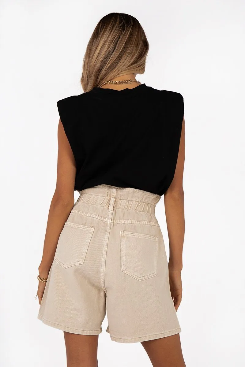 EDDIE BEIGE PAPIERTÜTE DENIM SHORT