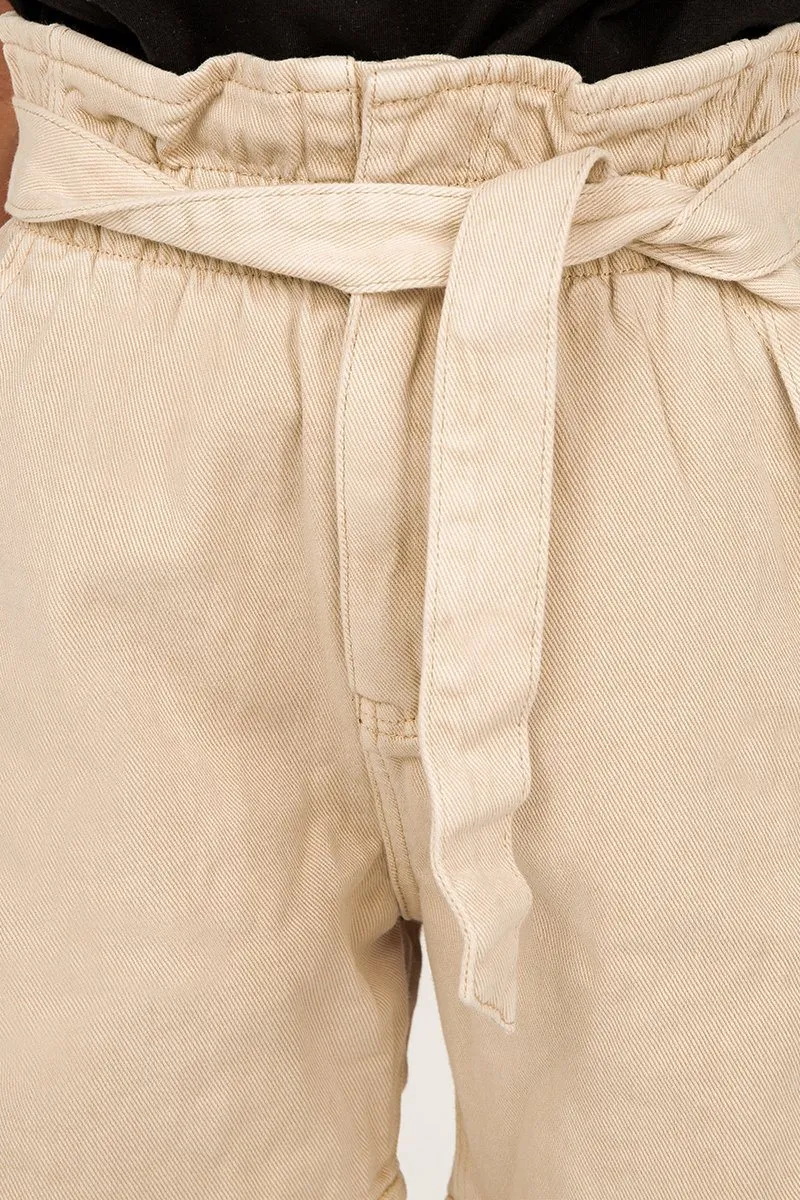EDDIE BEIGE PAPIERTÜTE DENIM SHORT