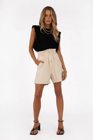 EDDIE BEIGE PAPIERTÜTE DENIM SHORT