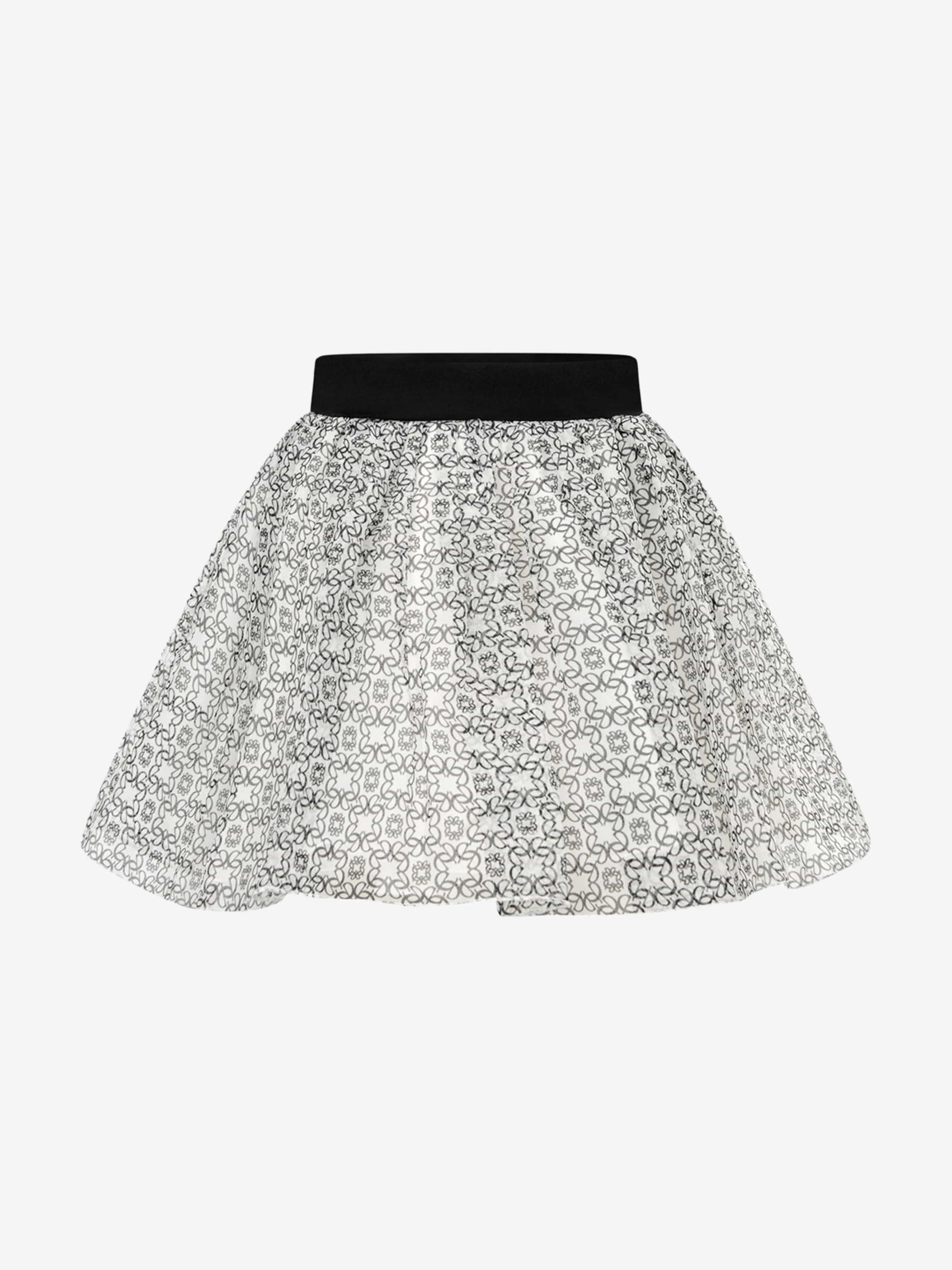 Elie Saab Mädchen Elfenbein & Schwarz Seidenrock