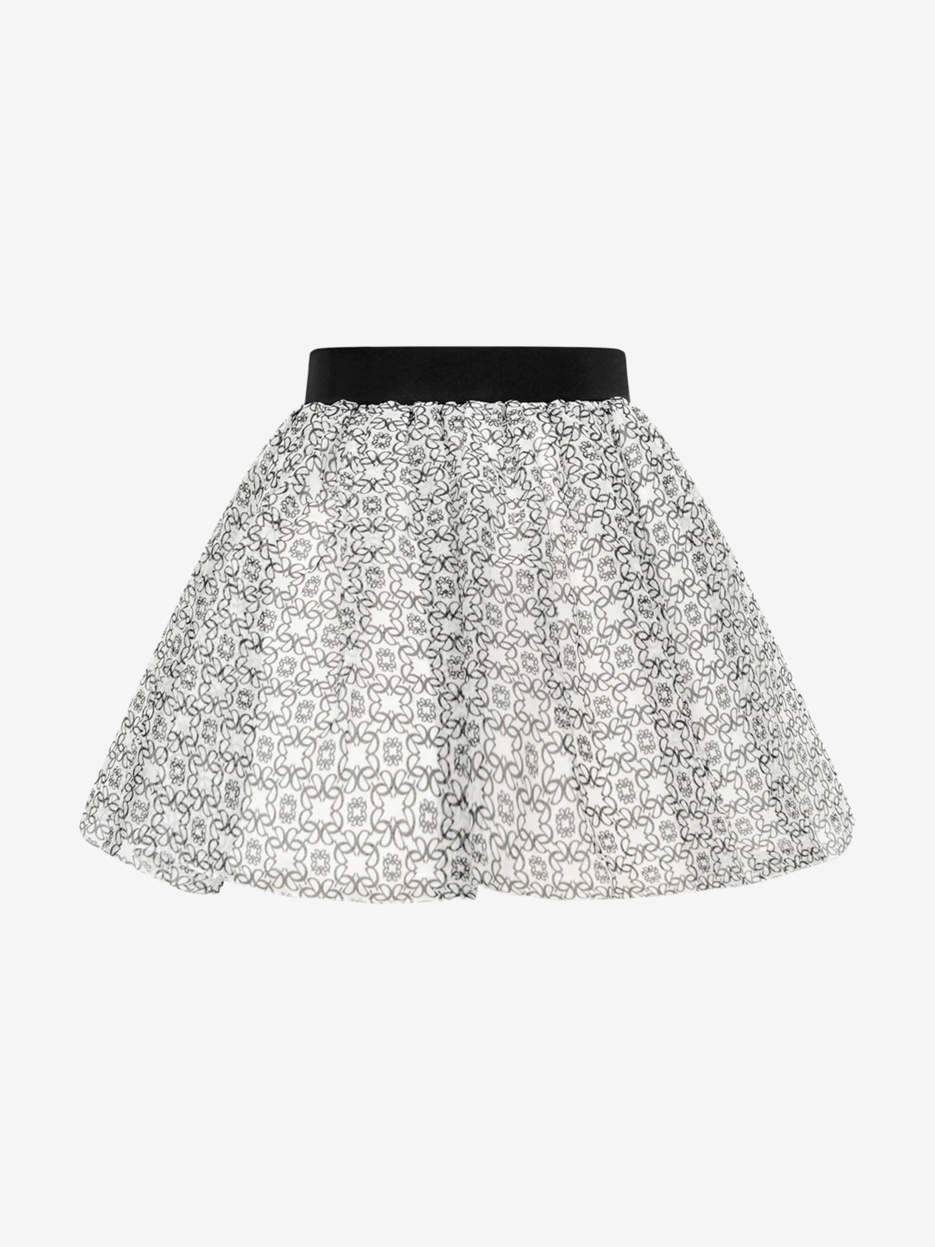 Elie Saab Mädchen Elfenbein & Schwarz Seidenrock