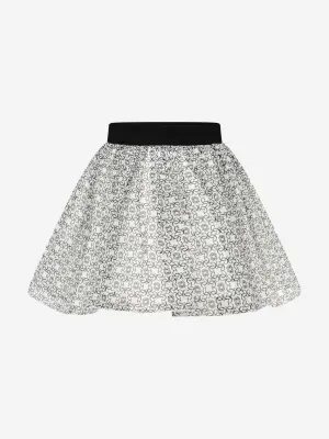 Elie Saab Mädchen Elfenbein & Schwarz Seidenrock