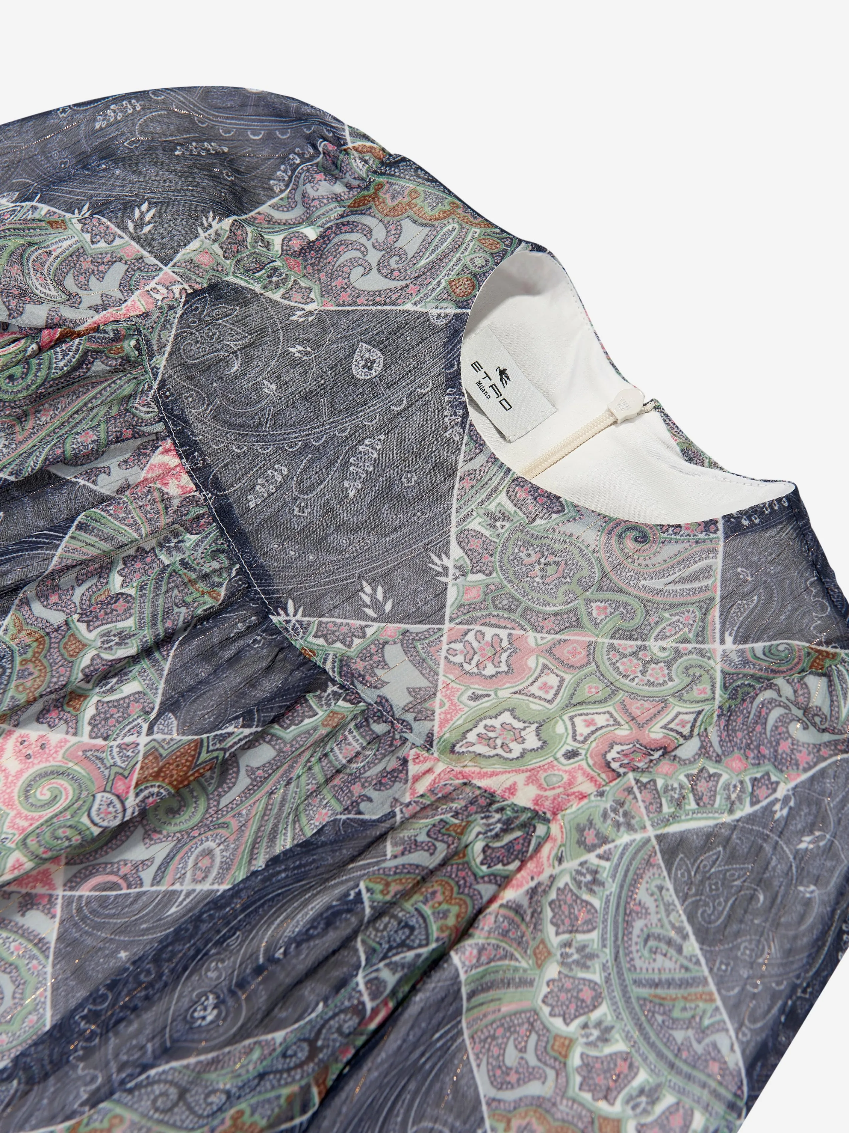Etro Girls Paisley Gewebtes Kleid in Blau