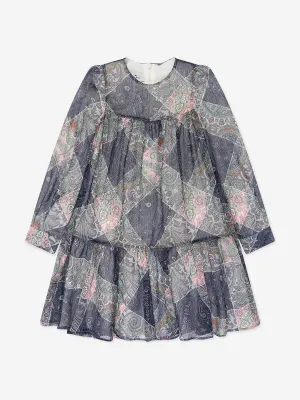 Etro Girls Paisley Gewebtes Kleid in Blau