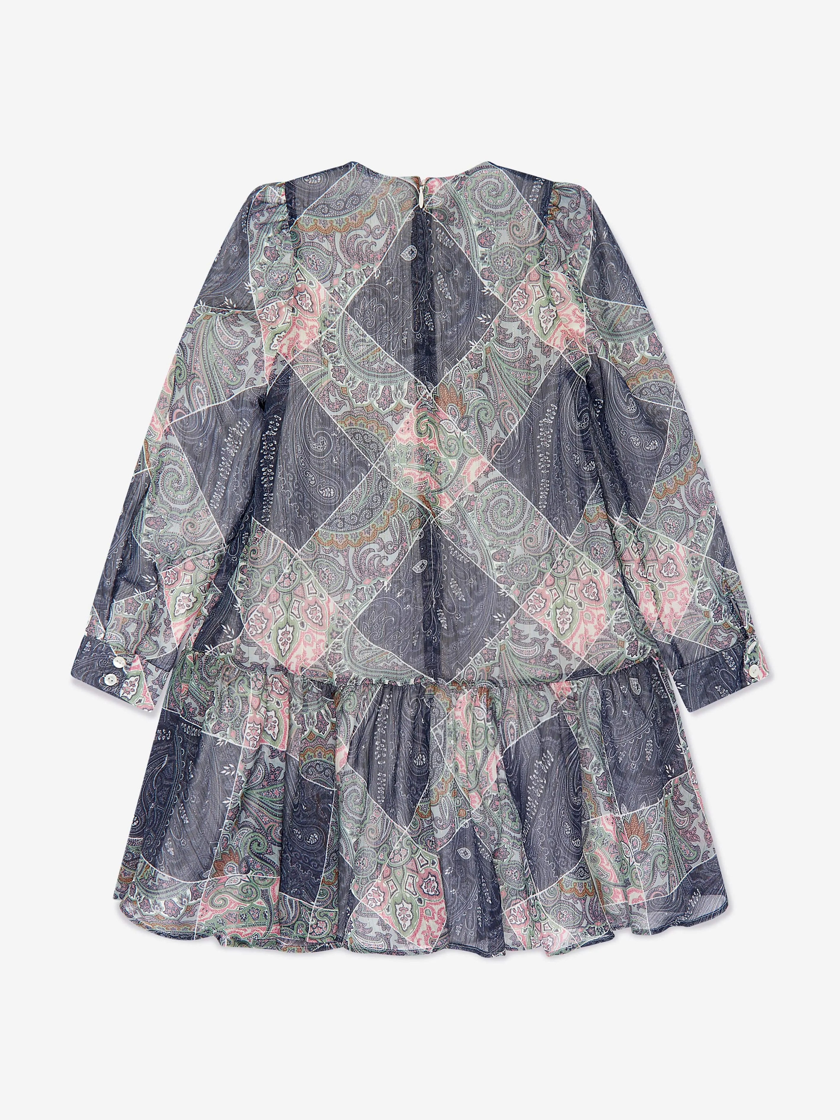 Etro Girls Paisley Gewebtes Kleid in Blau