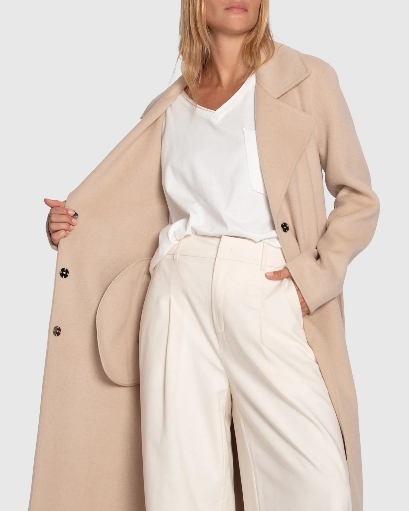 Ex-Boyfriend Maxi-Mantel - Blasses Hafer