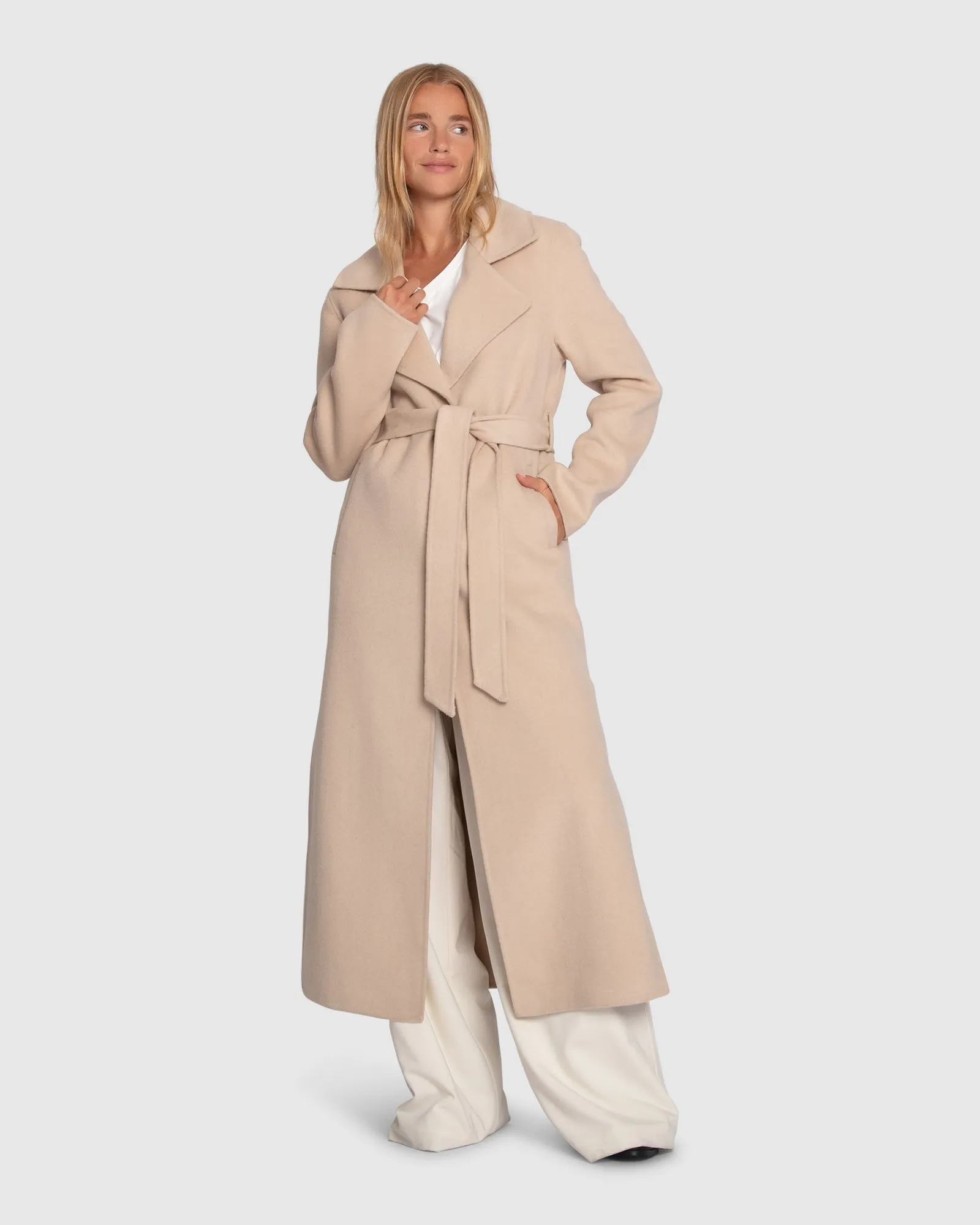 Ex-Boyfriend Maxi-Mantel - Blasses Hafer