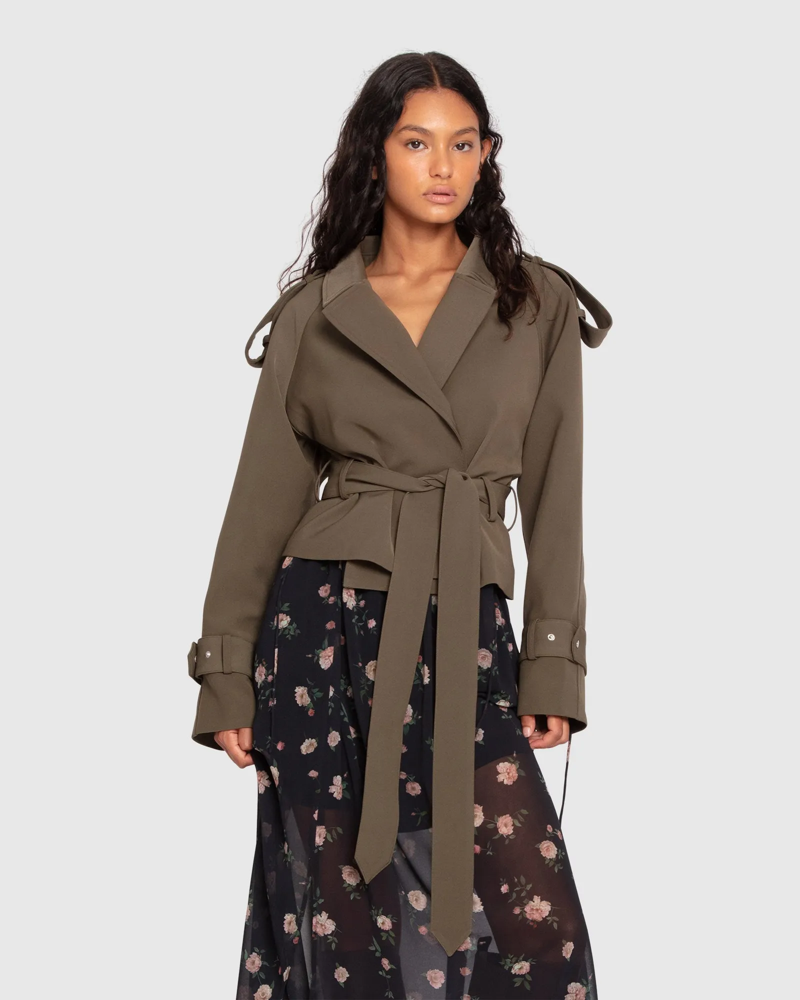 Schnelles Auto Cropped Trenchcoat - Militär