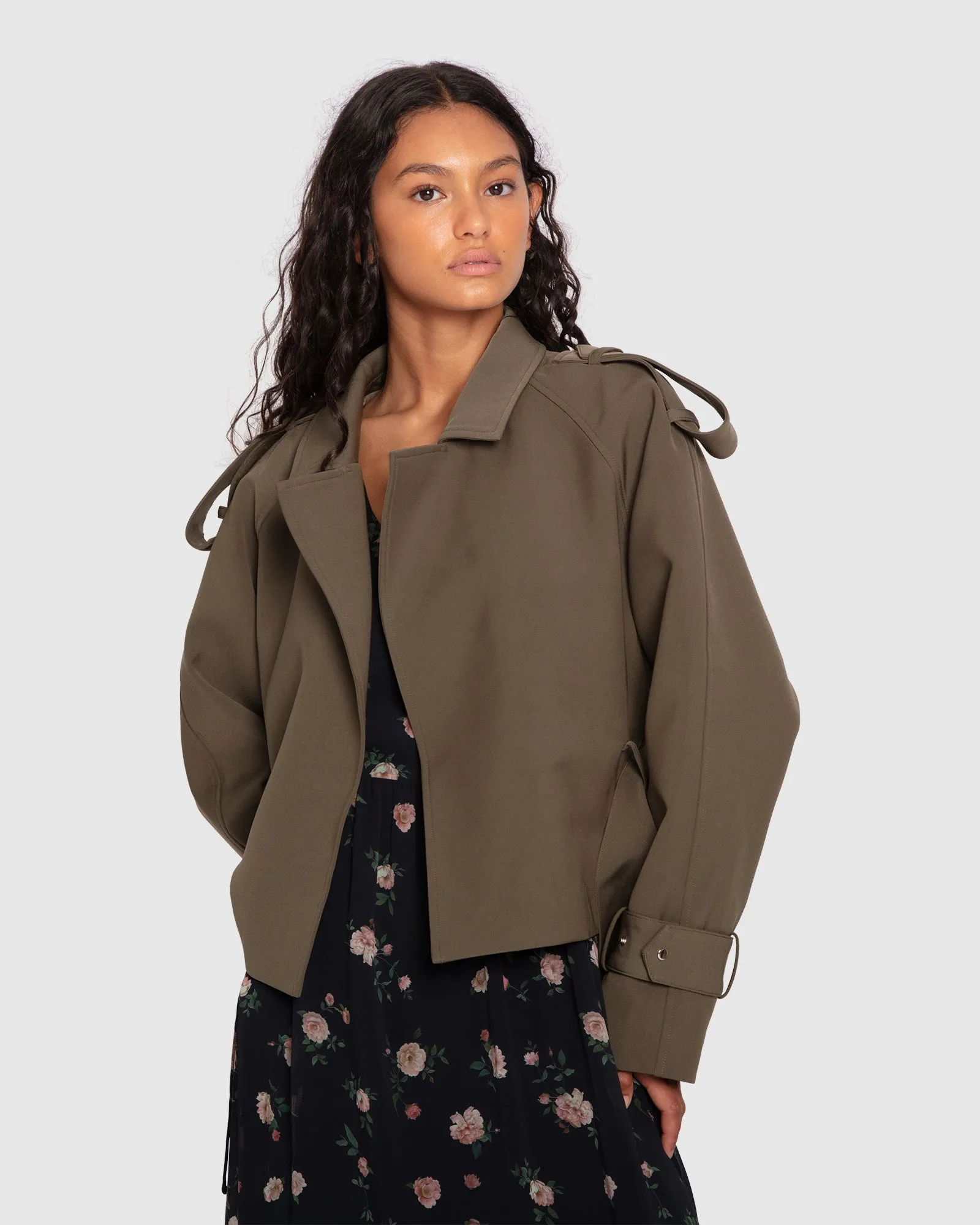 Schnelles Auto Cropped Trenchcoat - Militär
