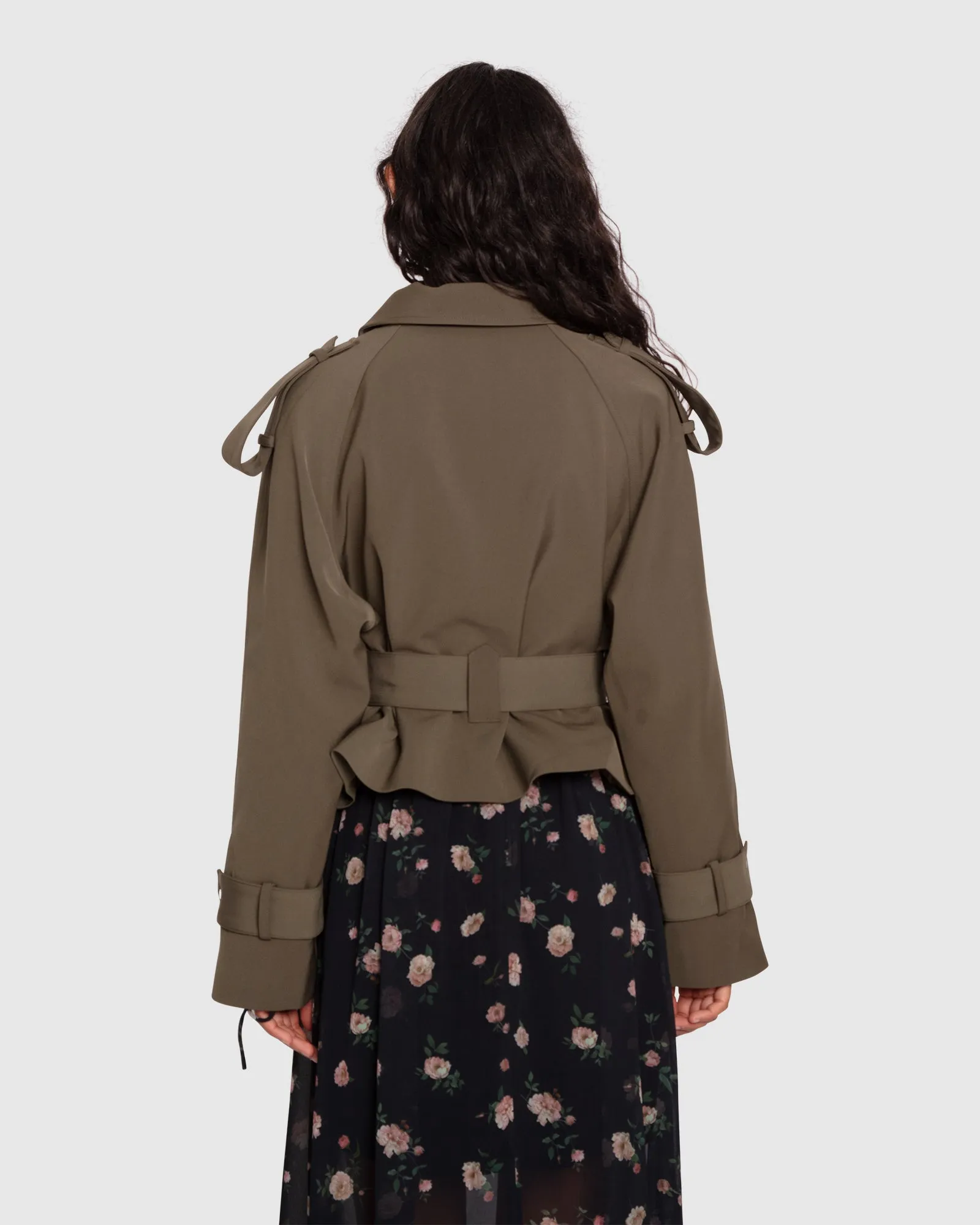 Schnelles Auto Cropped Trenchcoat - Militär