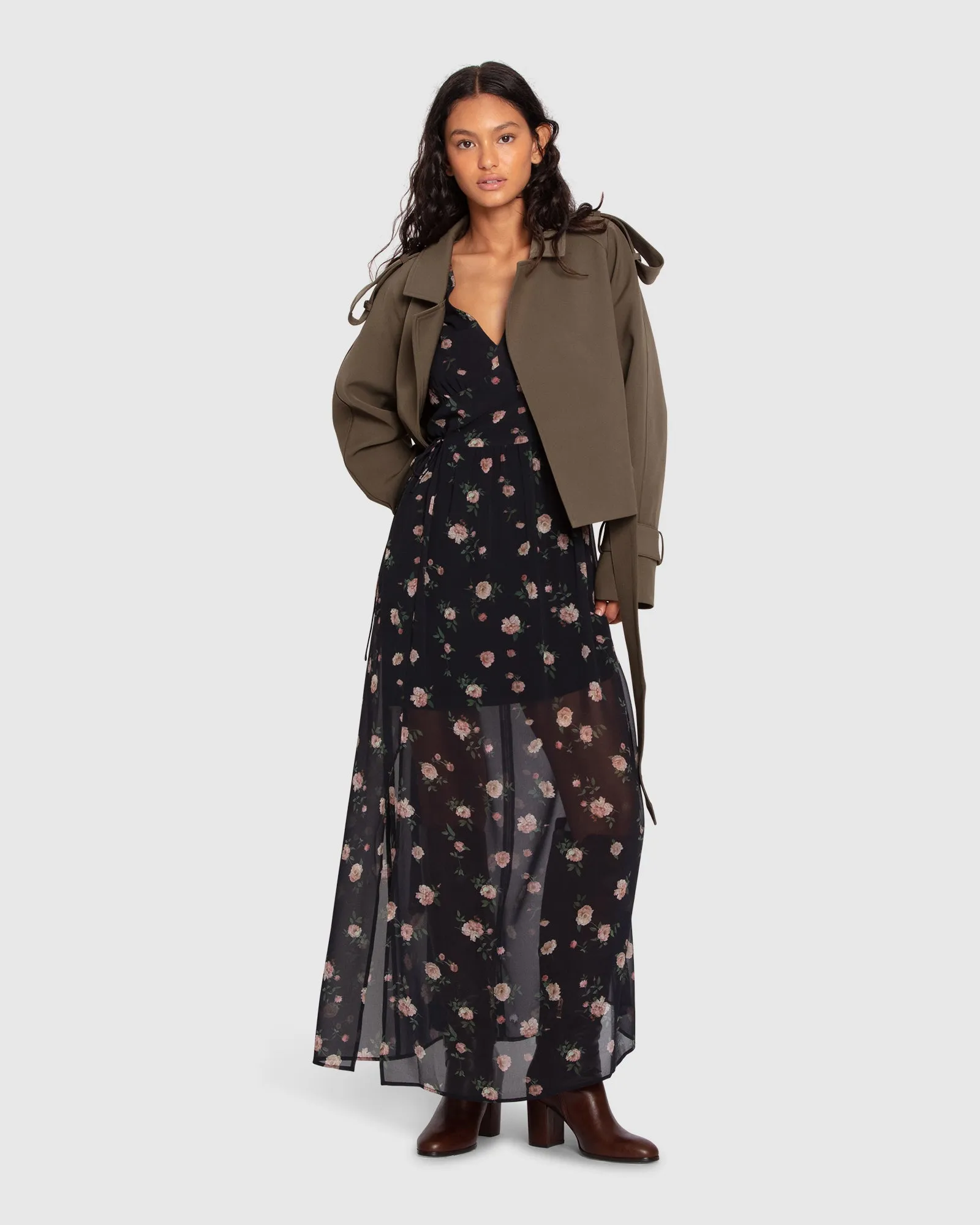 Schnelles Auto Cropped Trenchcoat - Militär
