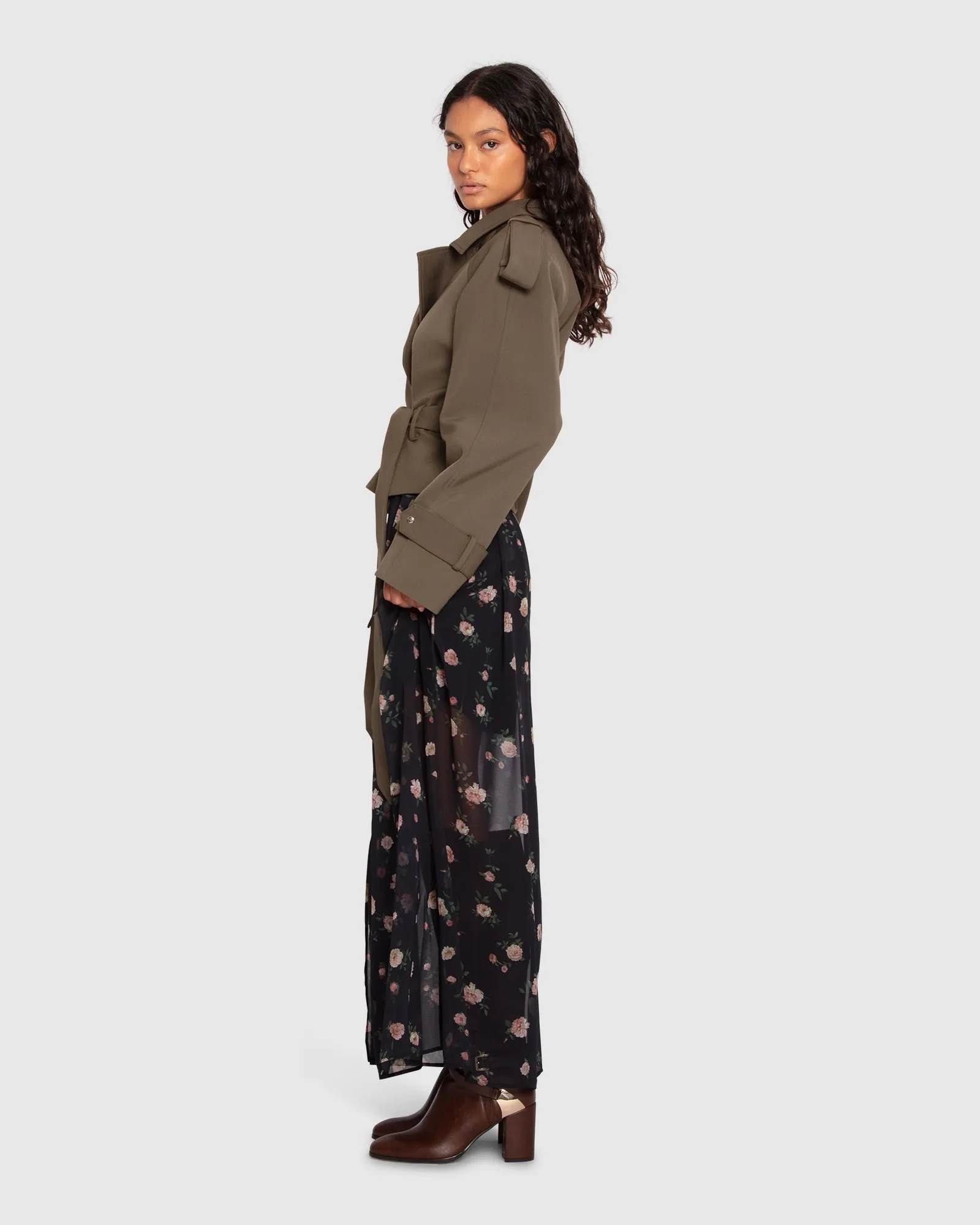 Schnelles Auto Cropped Trenchcoat - Militär