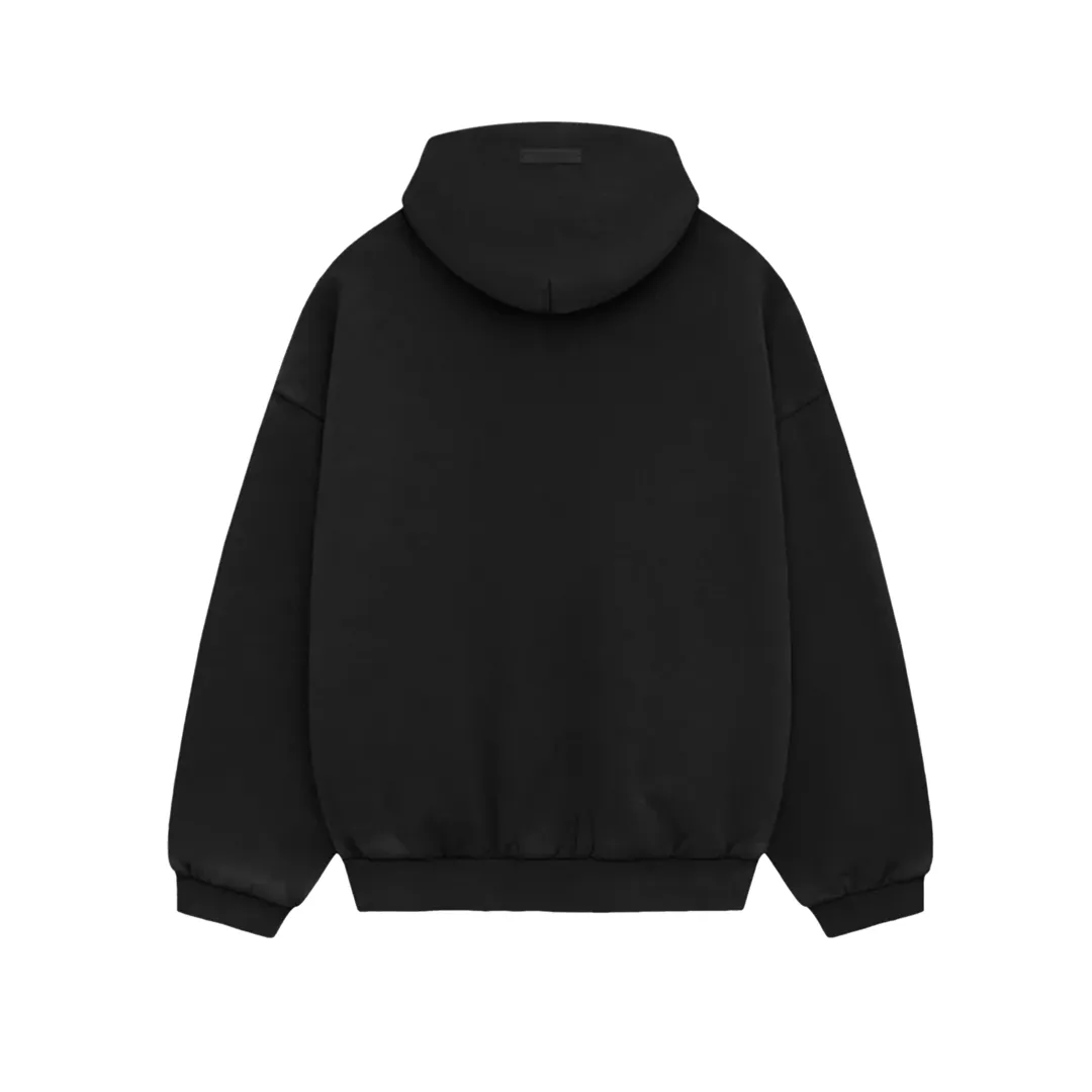 Fear of God Essentials Heavy Fleece Vintage Geschrumpfte Kapuzenpullover Schwarz