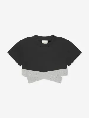 Fendi Girls Cropped FF Logo Top in Schwarz