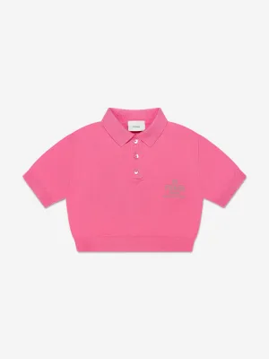 Fendi Girls Cropped Logo Polo-Shirt in Pink