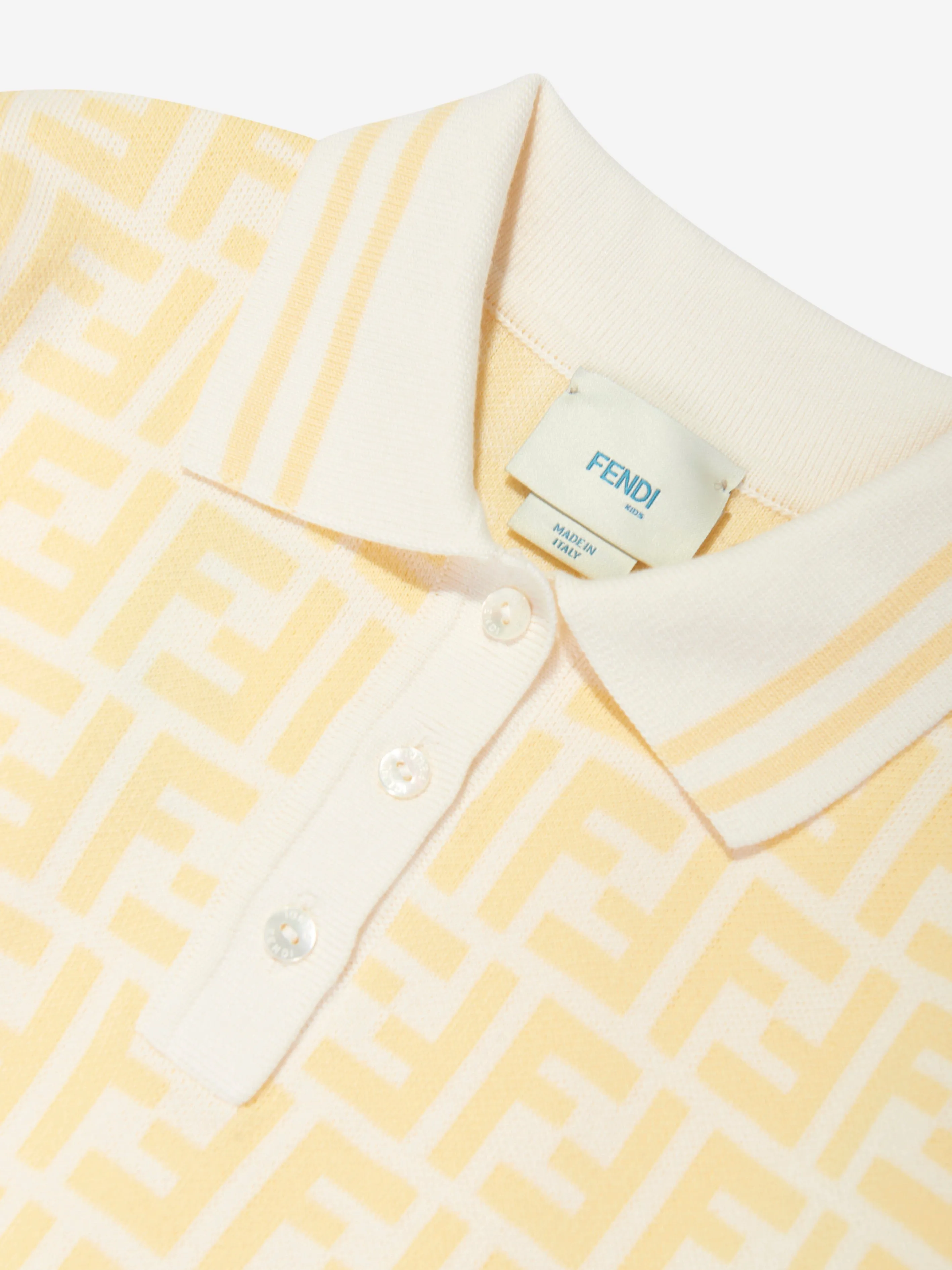 Fendi Girls FF Logo Polo-Kleid in Gelb