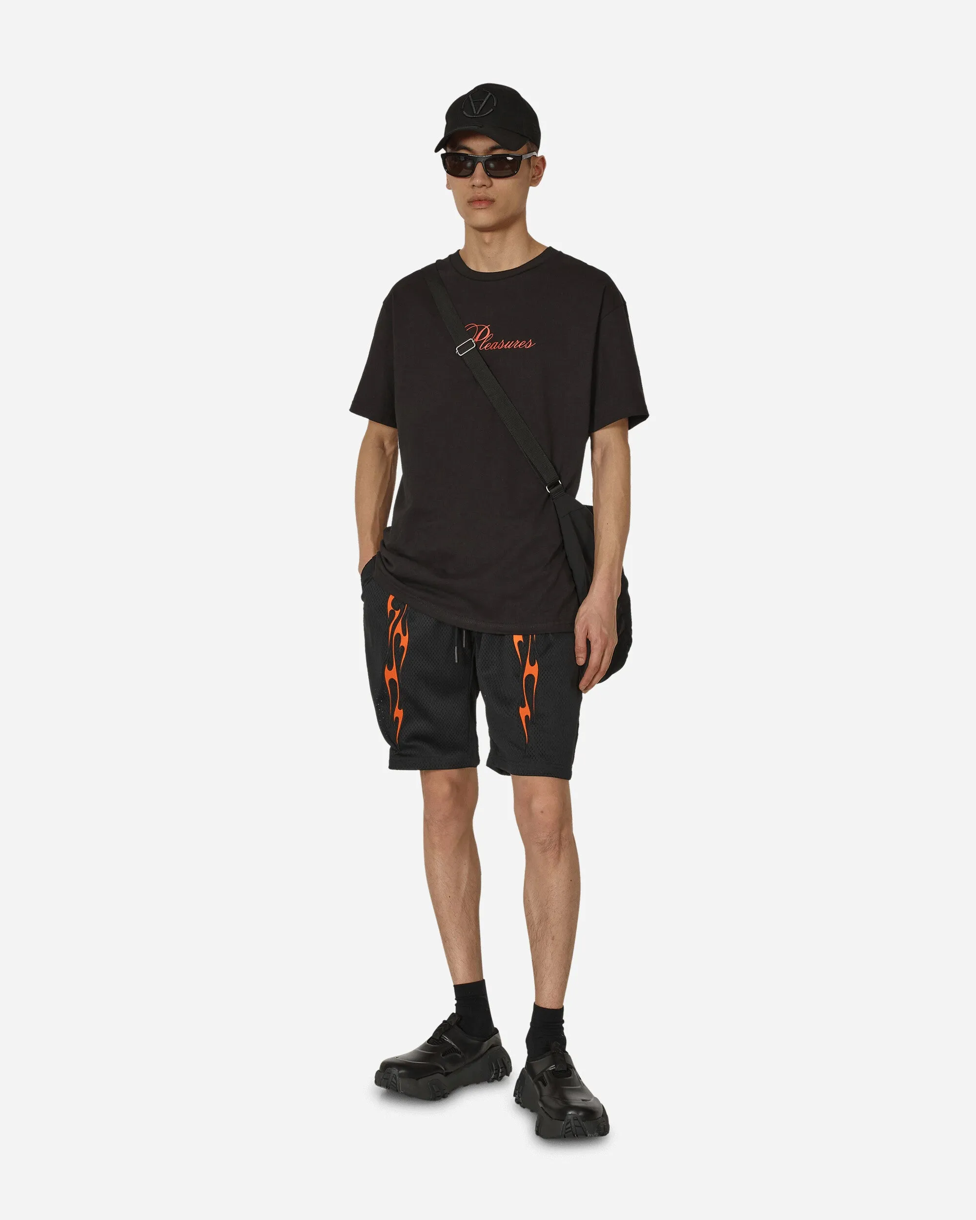 Flame Mesh Shorts Schwarz
