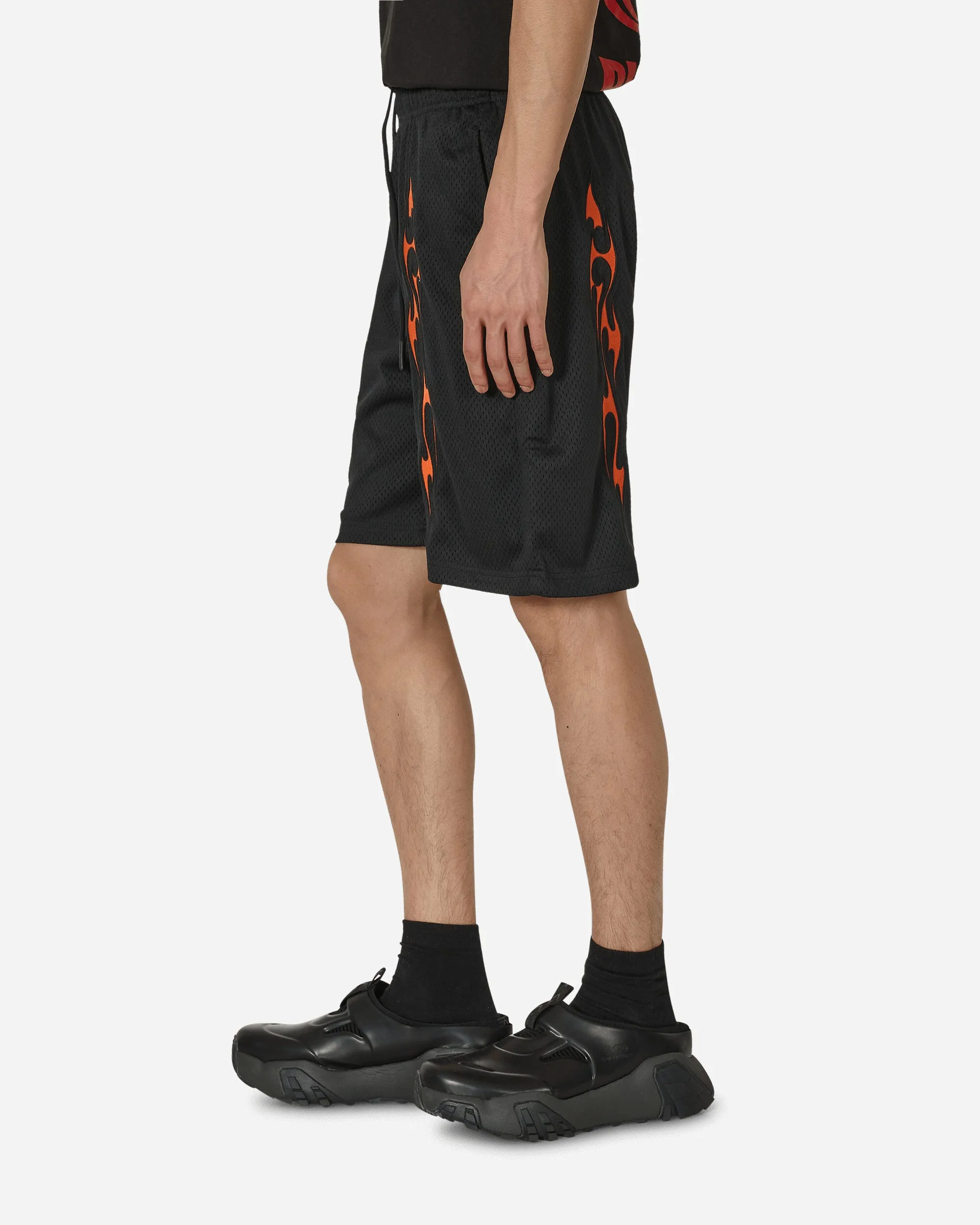Flame Mesh Shorts Schwarz