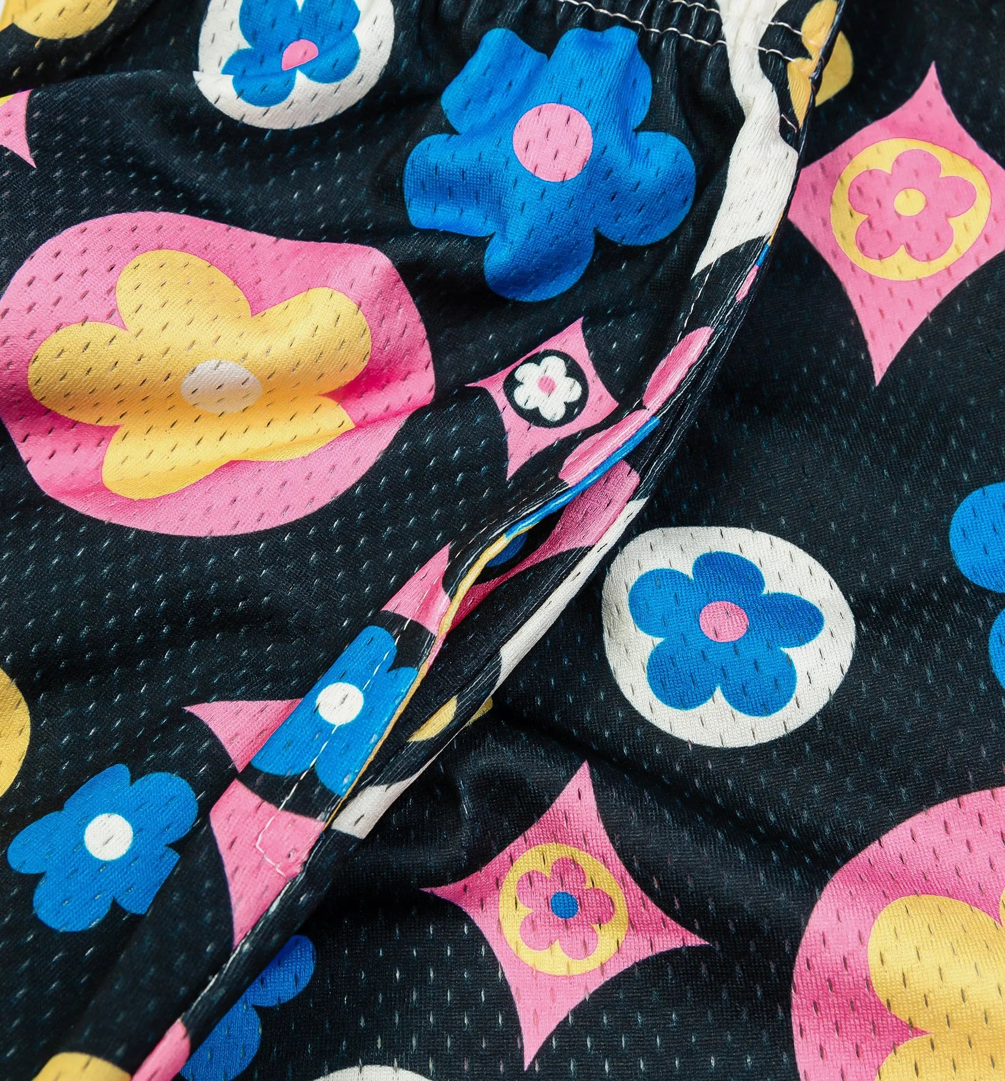 Blumen-Satin Herrenshorts - Schwarz