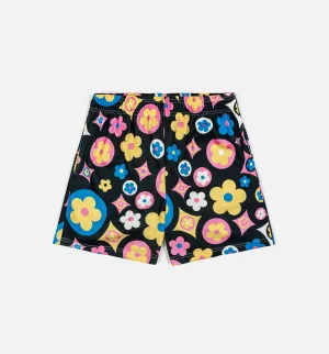 Blumen-Satin Herrenshorts - Schwarz