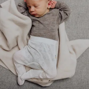 Gefütterte Babyhose - Wolle & Seide - Pointelle - Natur