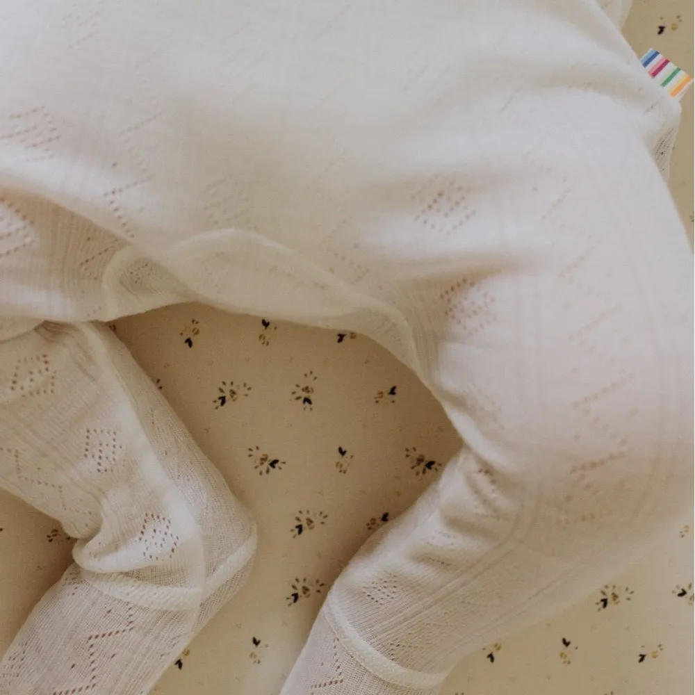 Gefütterte Babyhose - Wolle & Seide - Pointelle - Natur