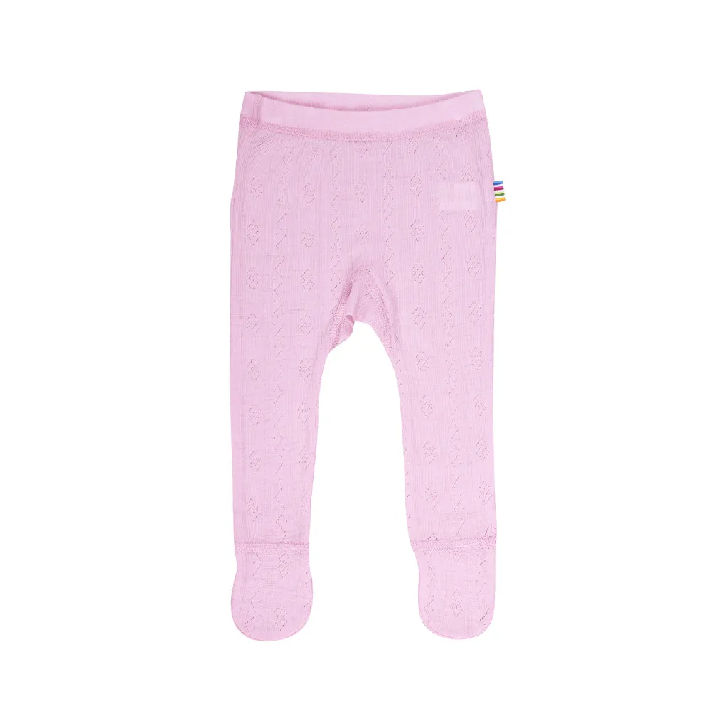 Fußlinge Babyhose - Wolle & Seide - Pointelle - Zartrosa