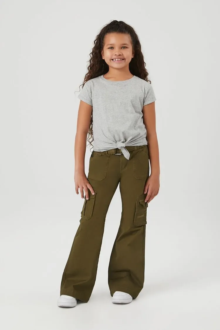 Forever 21 Mädchen Cargo Schlaghose (Kinder) Dunkeloliv Forever 21