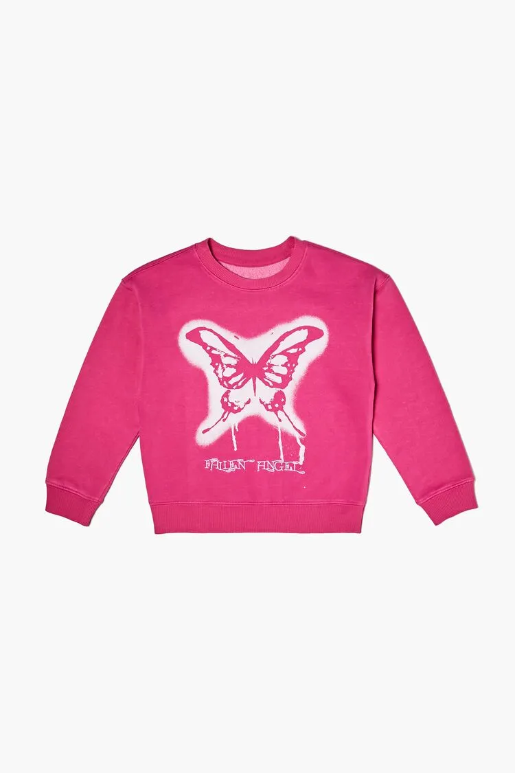 Forever 21 Girls Fallen Angel Grafik-Pullover (Kinder) Rosa/Weiß Forever 21