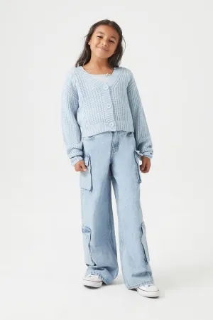 Forever 21 Mädchen Strass Cargo Jeans (Kinder) Hellblau Denim Forever 21