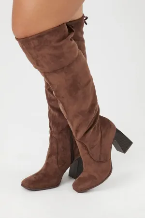 Forever 21 Damen Kunstleder Blockabsatz Stiefel (Weite) Braun Forever 21