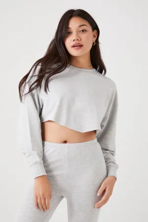 Forever 21 Damen Fleece Pullover mit Rohschnitt in Heather Grau Forever 21