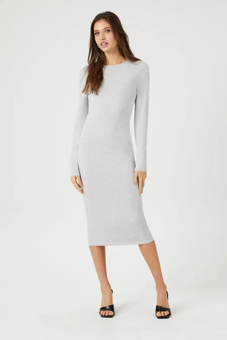Forever 21 Damen Langarm-Bodycon-Midikleid in Heather Grau Forever 21