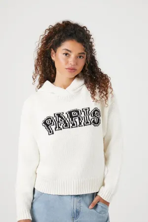 Forever 21 Damen Strick-Paris Kapuzenpullover Creme/Mehrfarbig Forever 21