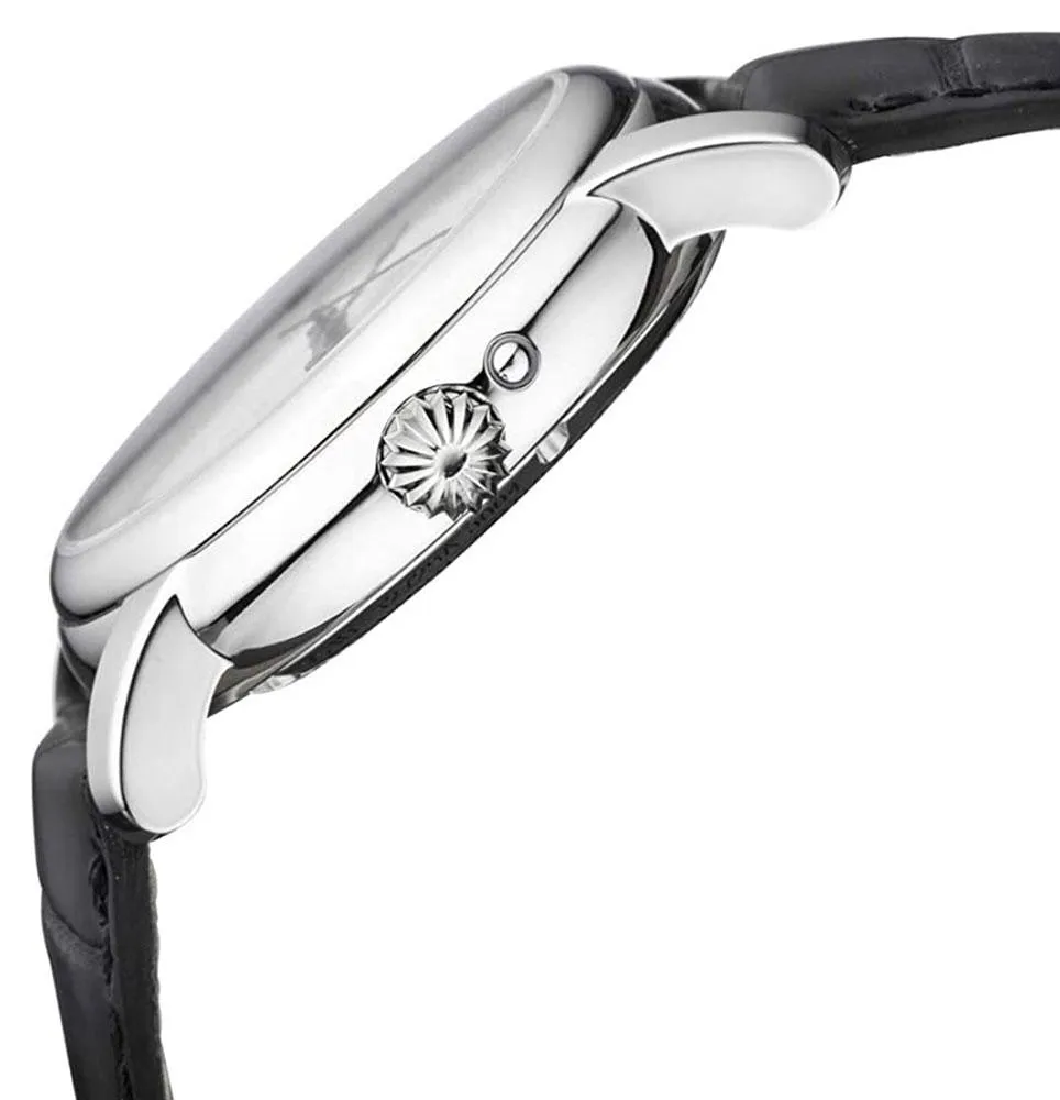 Frederique Constant Hybrid Manufacture Automatische Weltzeituhr Edelstahl Silberfarbenes Zifferblatt Schwarzes Leder Datum Herren Horologische Smartwatch FC-750MC4H6 Frederique Constant Uhren
