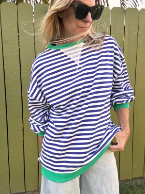 FREE PEOPLE Klassisches gestreiftes Crewneck - Sand Dollar Kombination