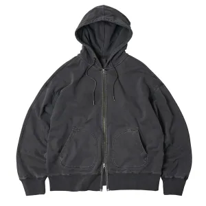 Frizmworks OG Pigmentgefärbte Kapuzenjacke mit Reißverschluss Parka Anthrazit