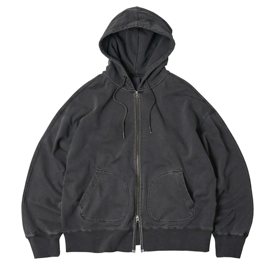 Frizmworks OG Pigmentgefärbte Kapuzenjacke mit Reißverschluss Parka Anthrazit