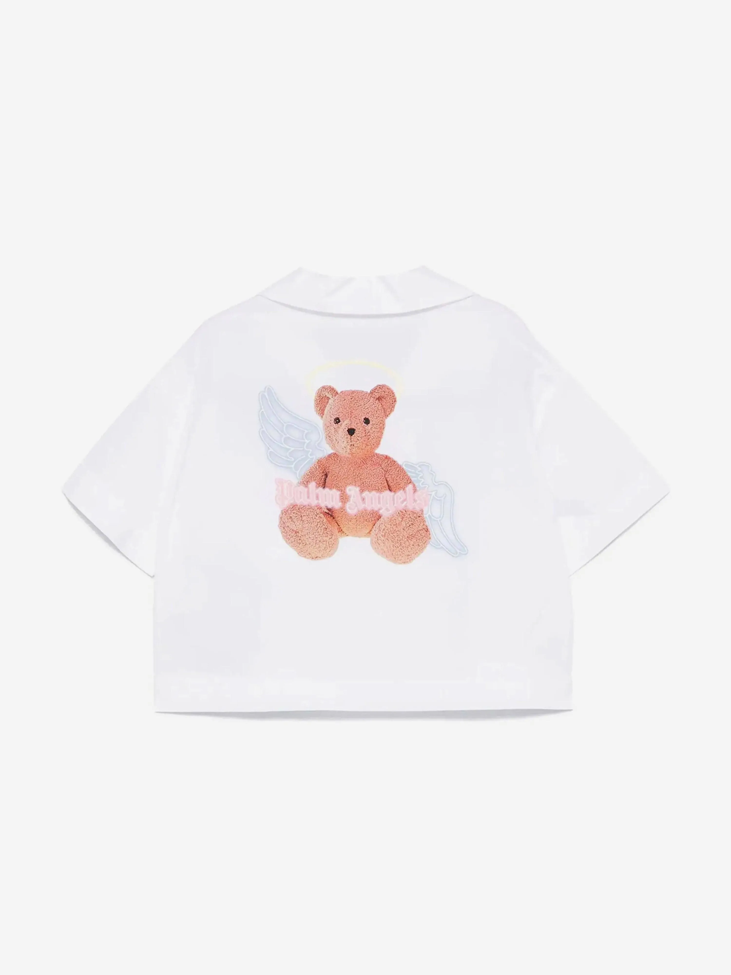 Mädchen Bär Engel Cropped Shirt in Weiß