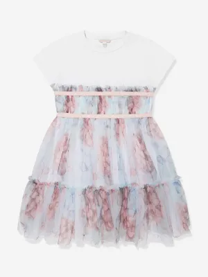 Mädchen Schmetterling Collage Kleid in Blau