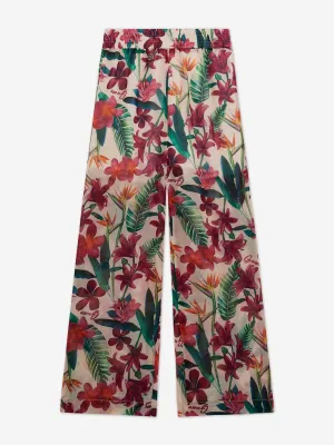 Mädchen Chiffon Blumenmuster Palazzo Hosen in Mehrfarben